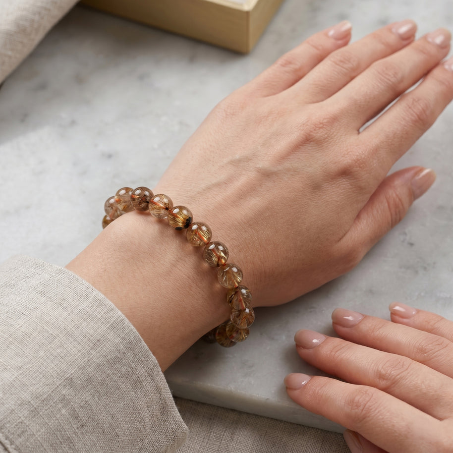 Natural Golden Rutile Crystal Bracelet