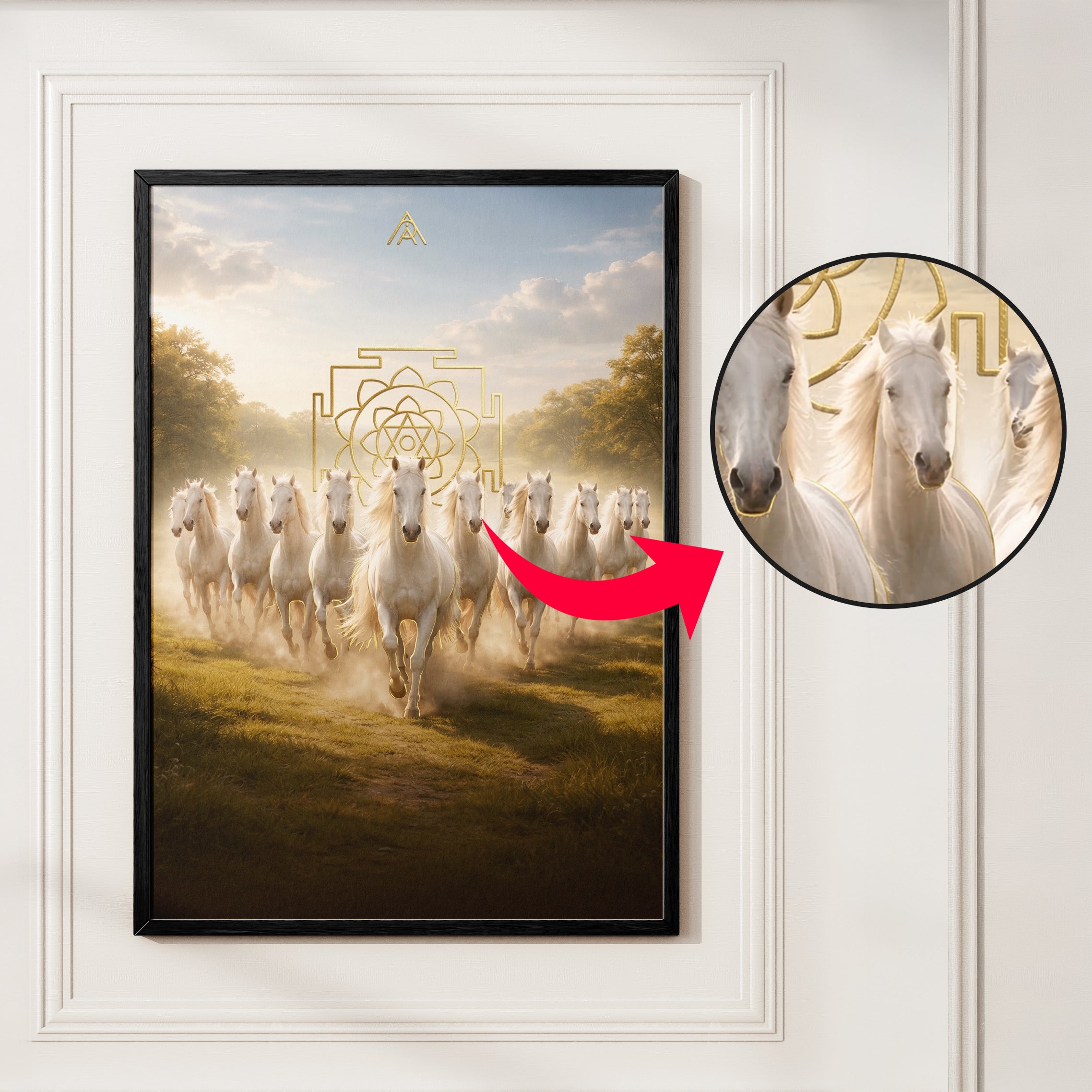 12 White Horses Vastu Painting (North-West)