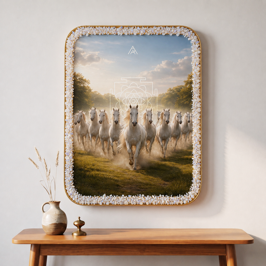 12 White Horses Vastu Painting (North-West)
