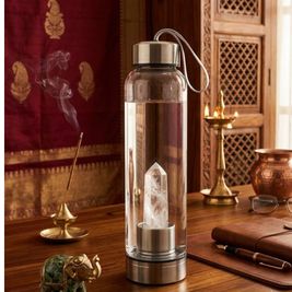 Clear Quartz Crystal Glass Water Bottle
