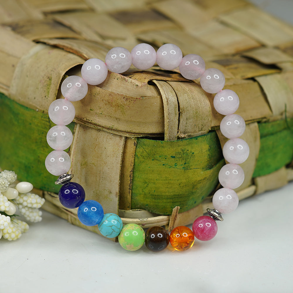 Chakras and Rose Quartz Bracelet