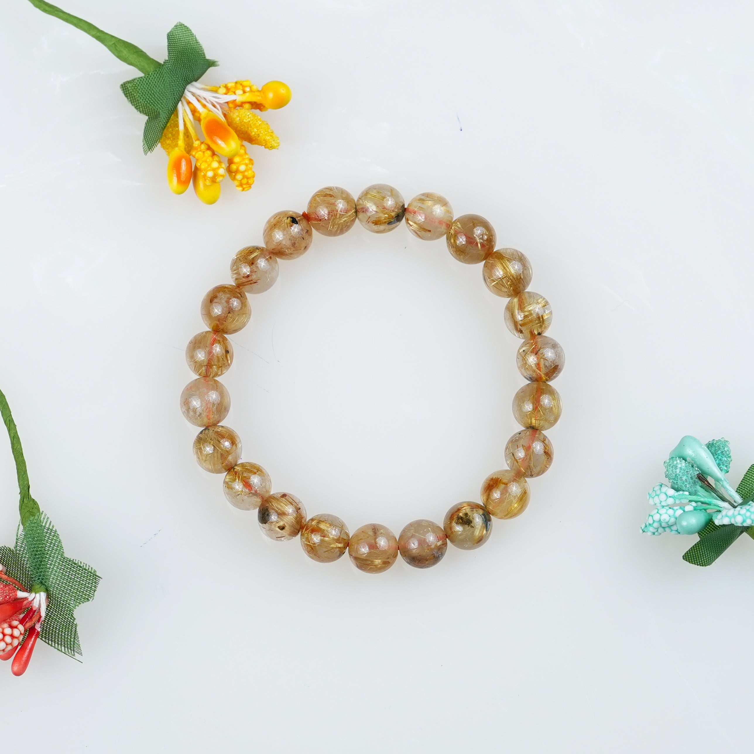 Natural Golden Rutile Crystal Bracelet