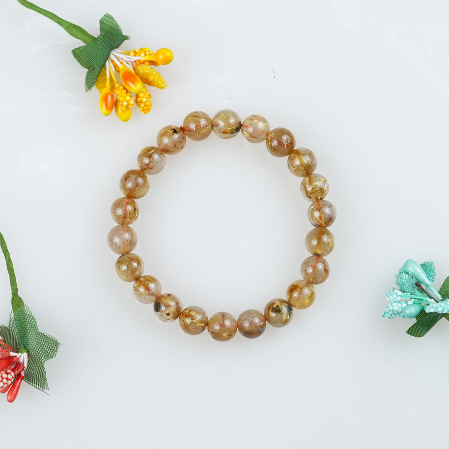 Natural Golden Rutile Crystal Bracelet