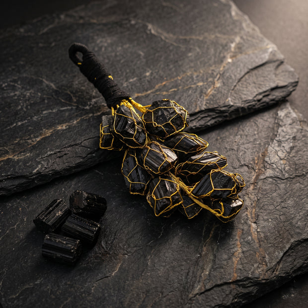 Black Tourmaline Raw Chunks Door Hanging