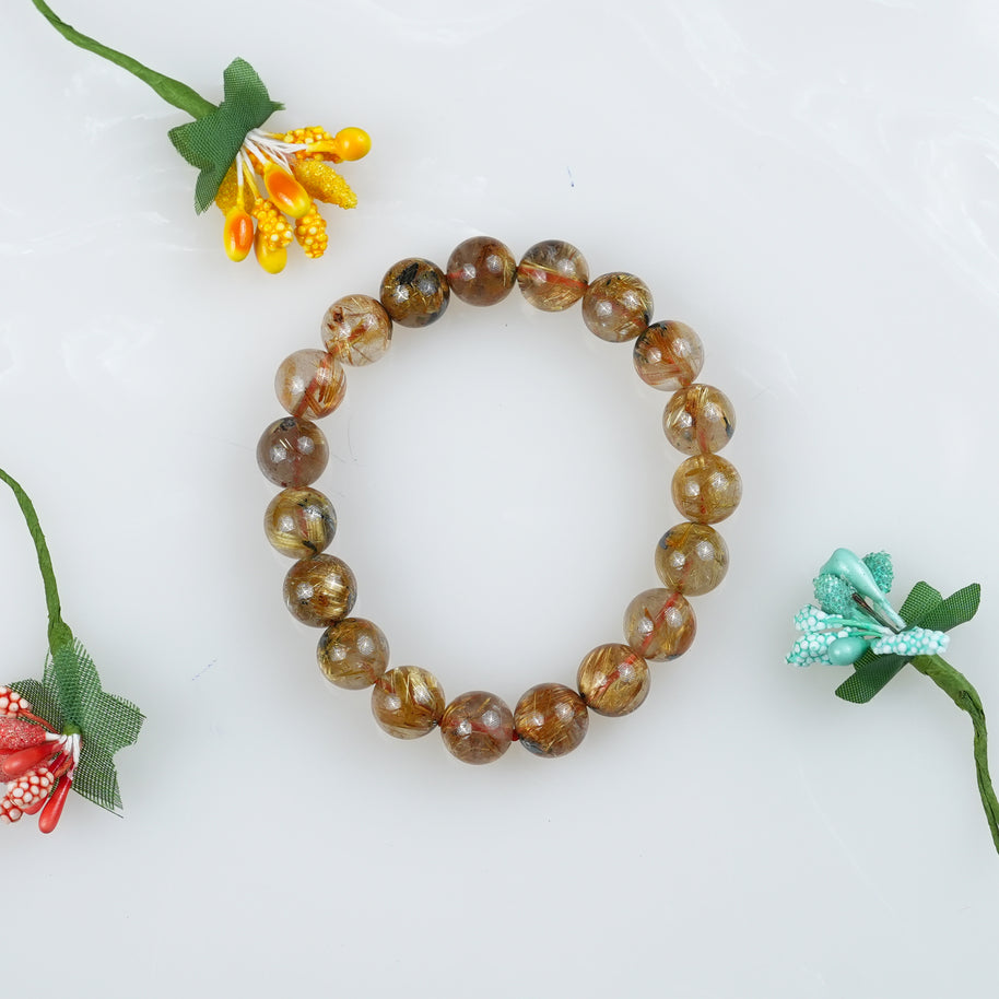 Natural Golden Rutile Crystal Bracelet