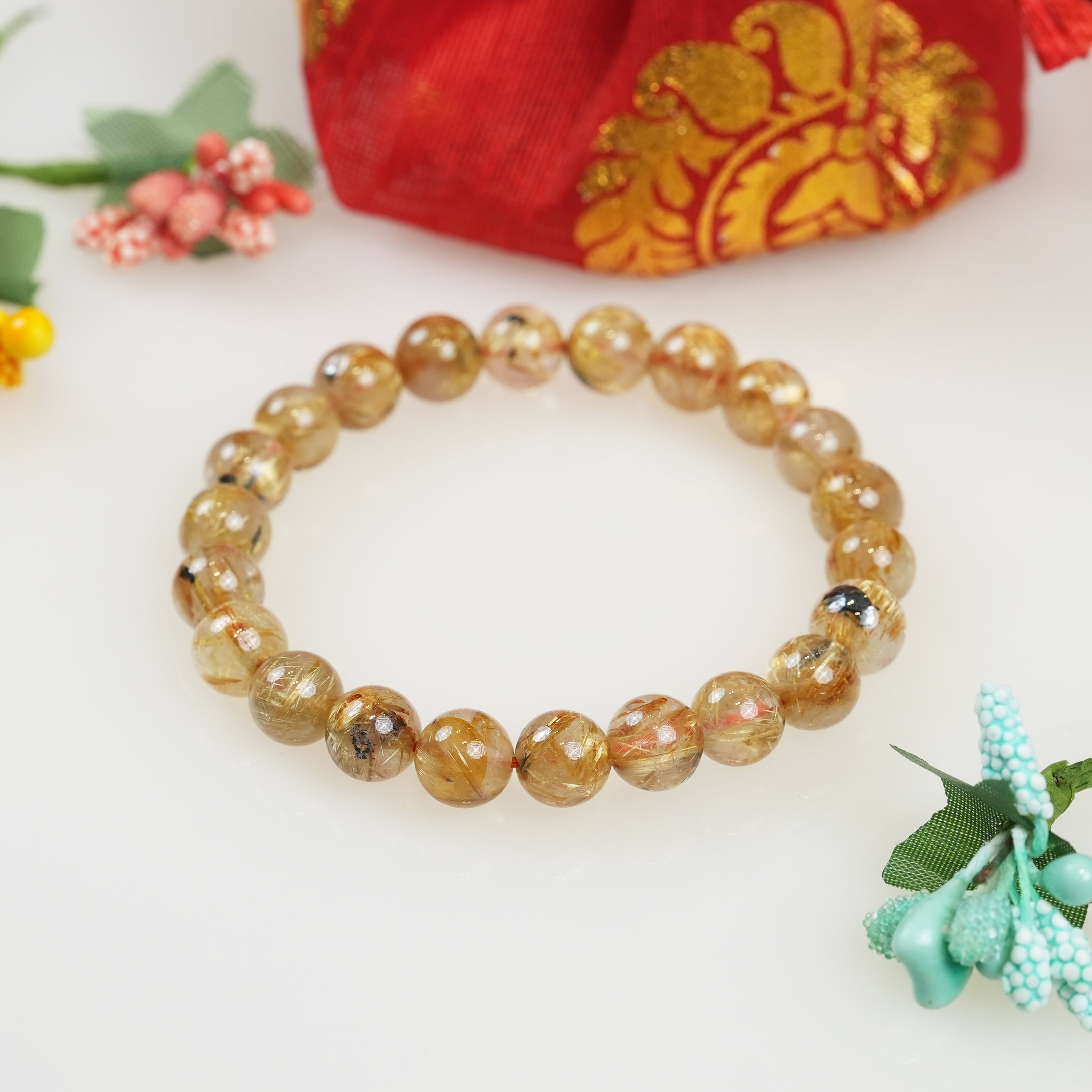 Natural Golden Rutile Crystal Bracelet