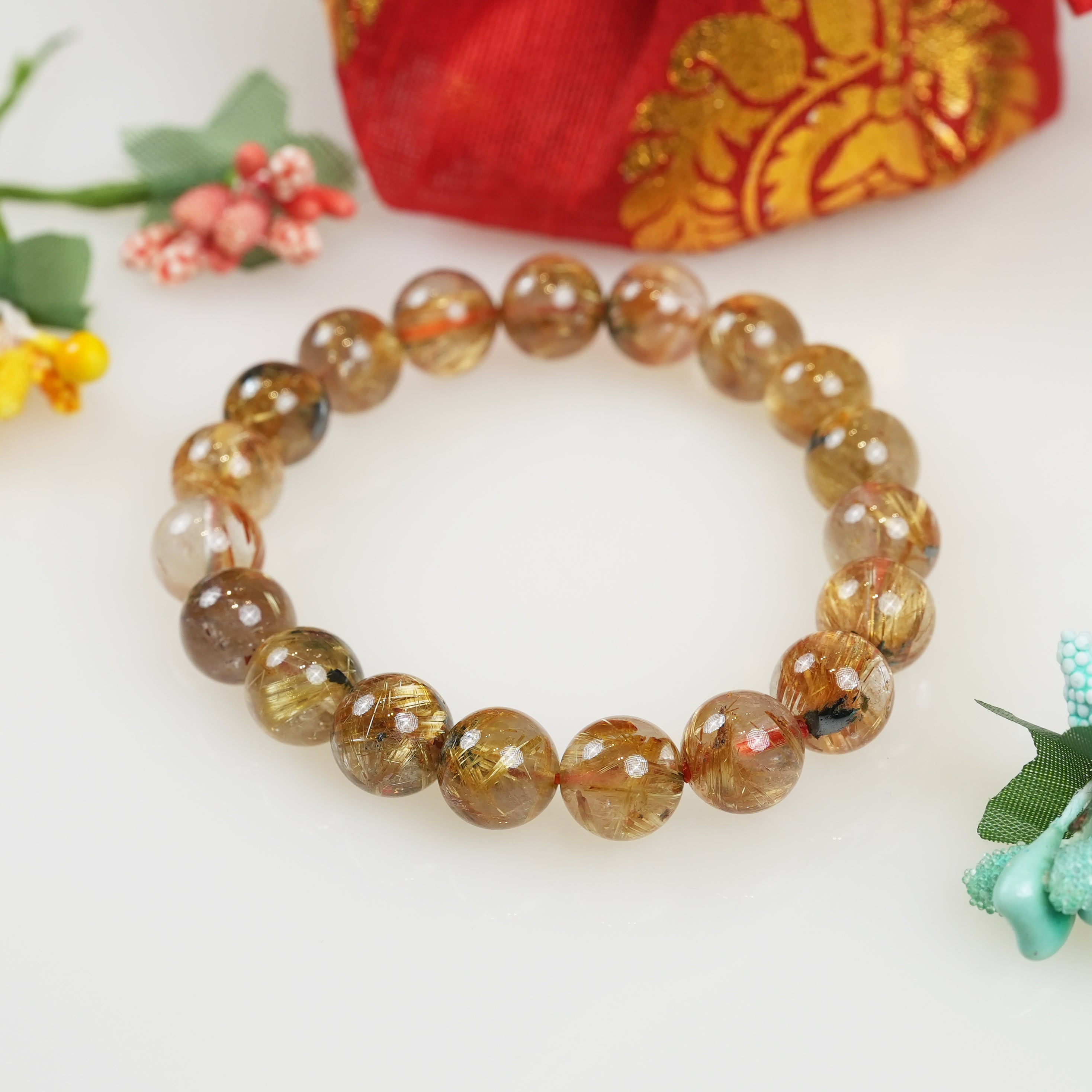 Natural Golden Rutile Crystal Bracelet