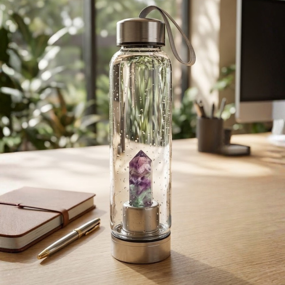 Fluorite Crystal Infuser Water Bottle