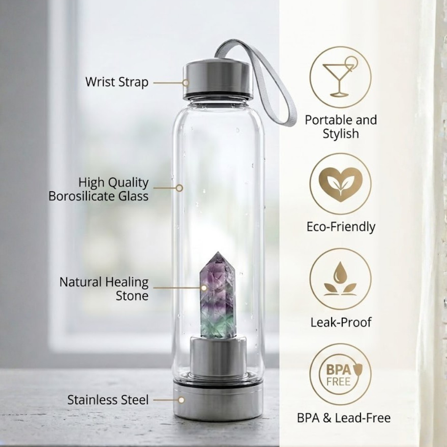 Fluorite Crystal Infuser Water Bottle