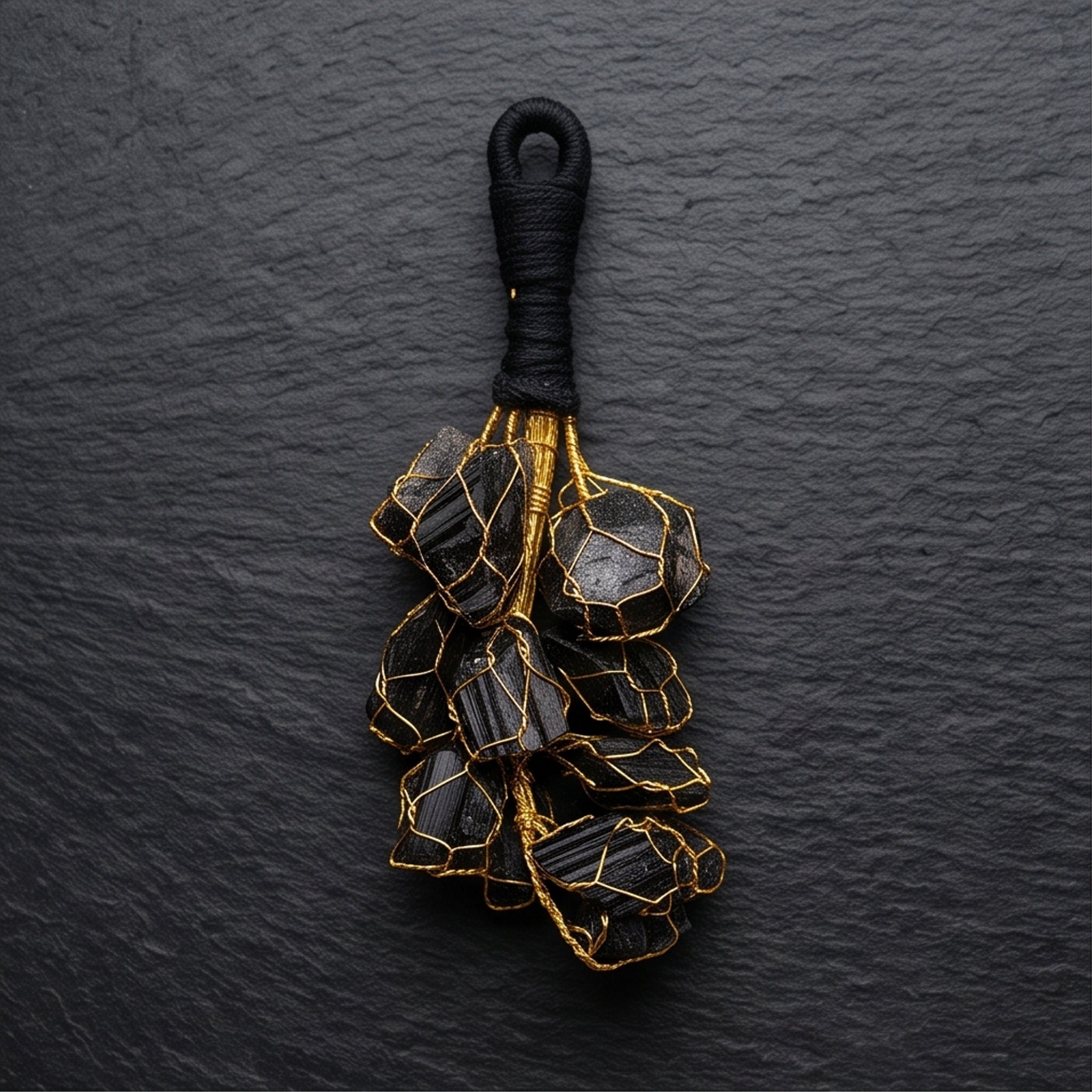 Black Tourmaline Raw Chunks Door Hanging