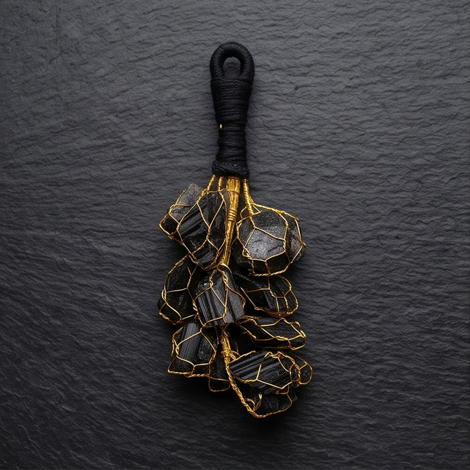 Black Tourmaline Raw Chunks Door Hanging
