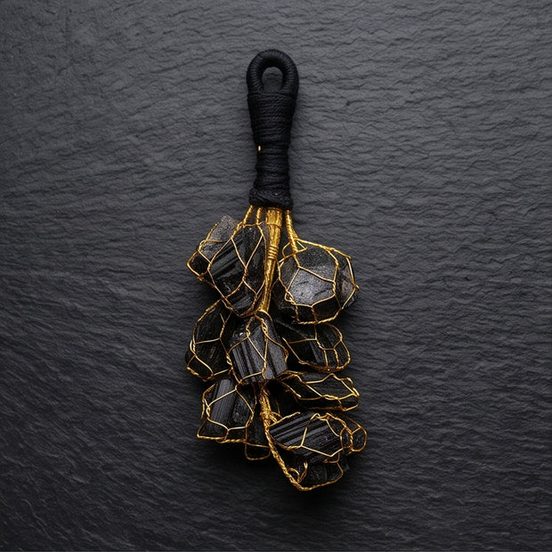 Black Tourmaline Raw Chunks Door Hanging