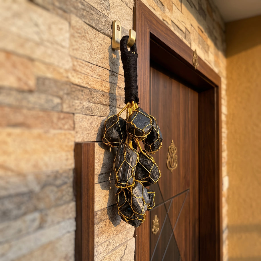 Black Tourmaline Raw Chunks Door Hanging