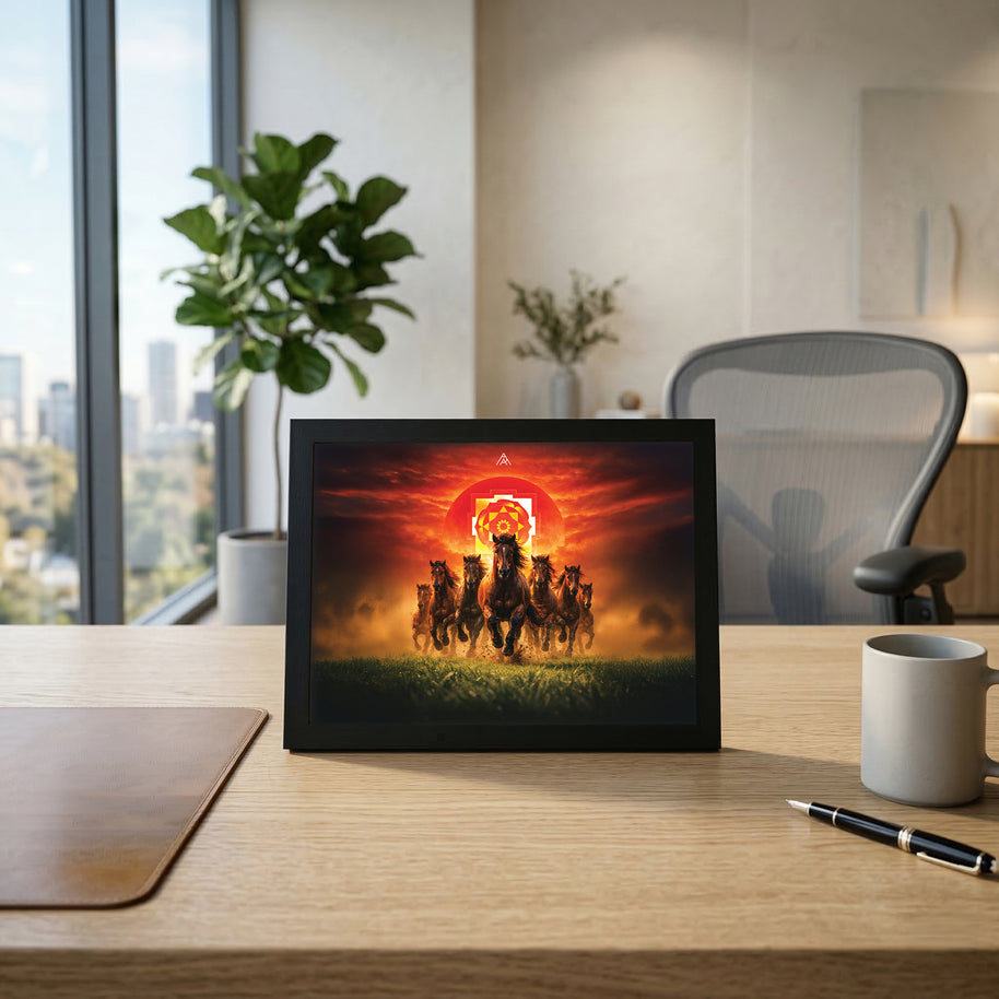 7 Brown Running Horses Vastu Painting
