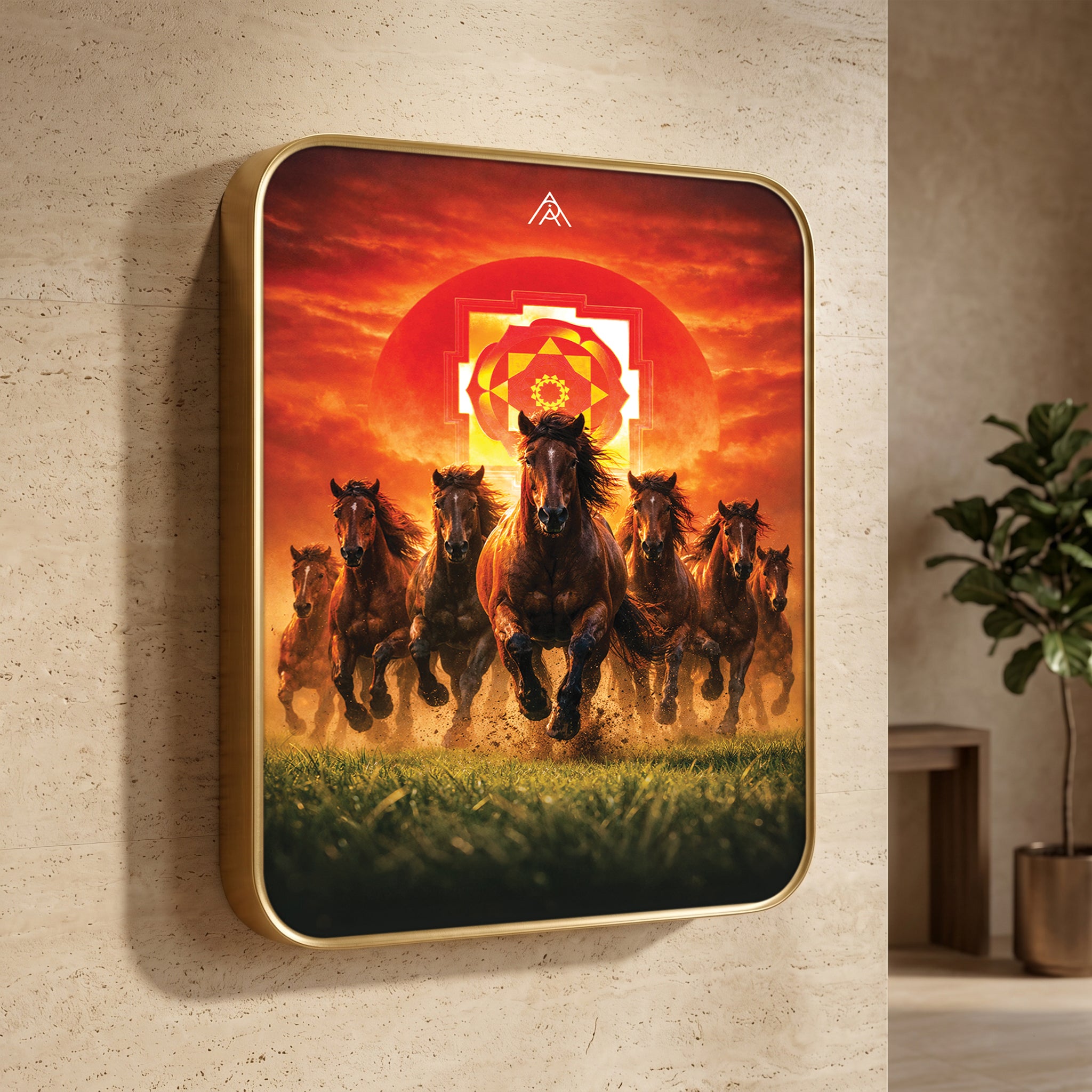 7 Brown Running Horses South Direction Vastu Painting