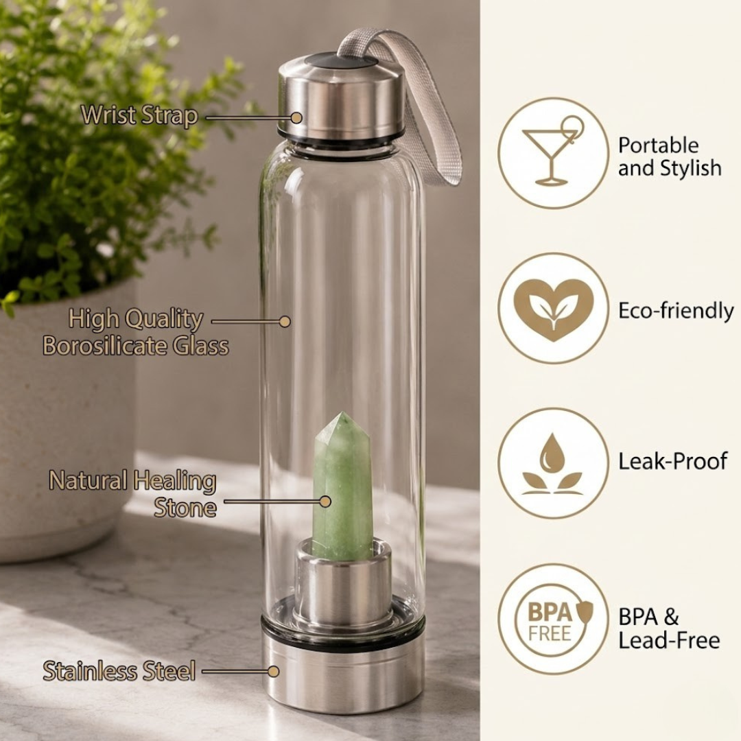 Green Aventurine Crystal Water Bottle