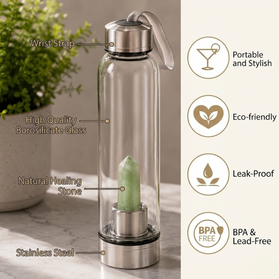Green Aventurine Crystal Water Bottle