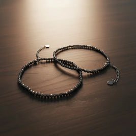 Natural Pyrite Anklet | Set of 2