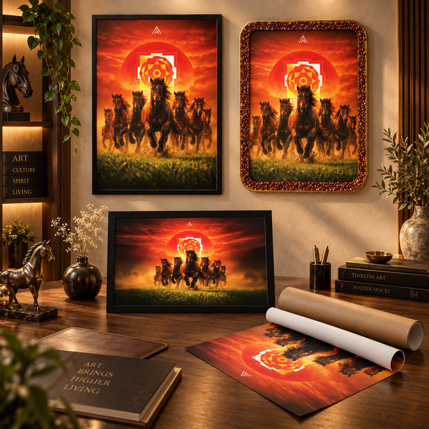 7 Brown Running Horses Vastu Painting