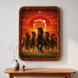 7 Brown Running Horses Vastu Painting