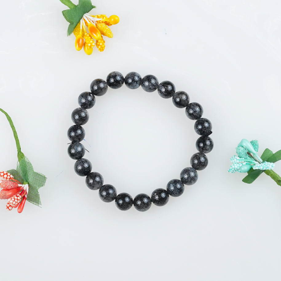 Black Rutilated Quartz Chips Bracelet