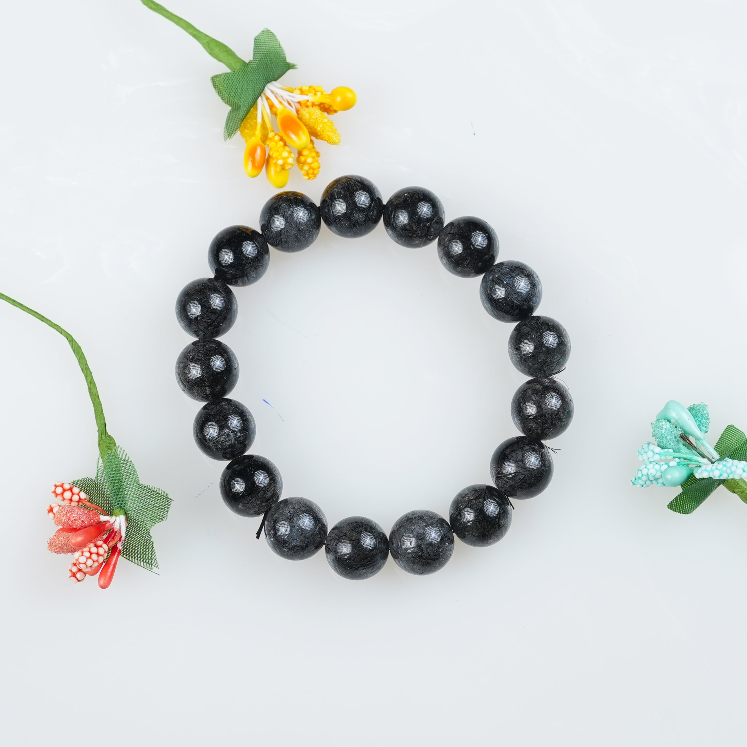 Black Rutilated Quartz Chips Bracelet