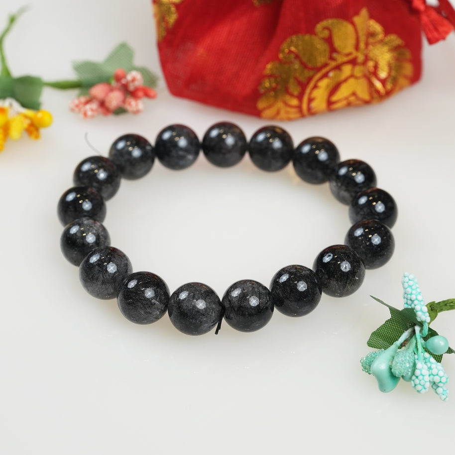 Black Rutilated Quartz Chips Bracelet