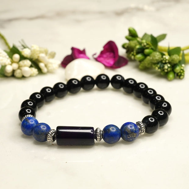 Black Tourmaline & Lapis Lazuli - Mulank 4 Bracelet