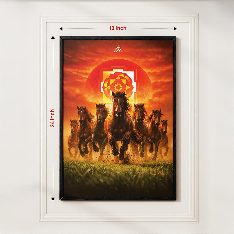 7 Brown Running Horses Vastu Painting