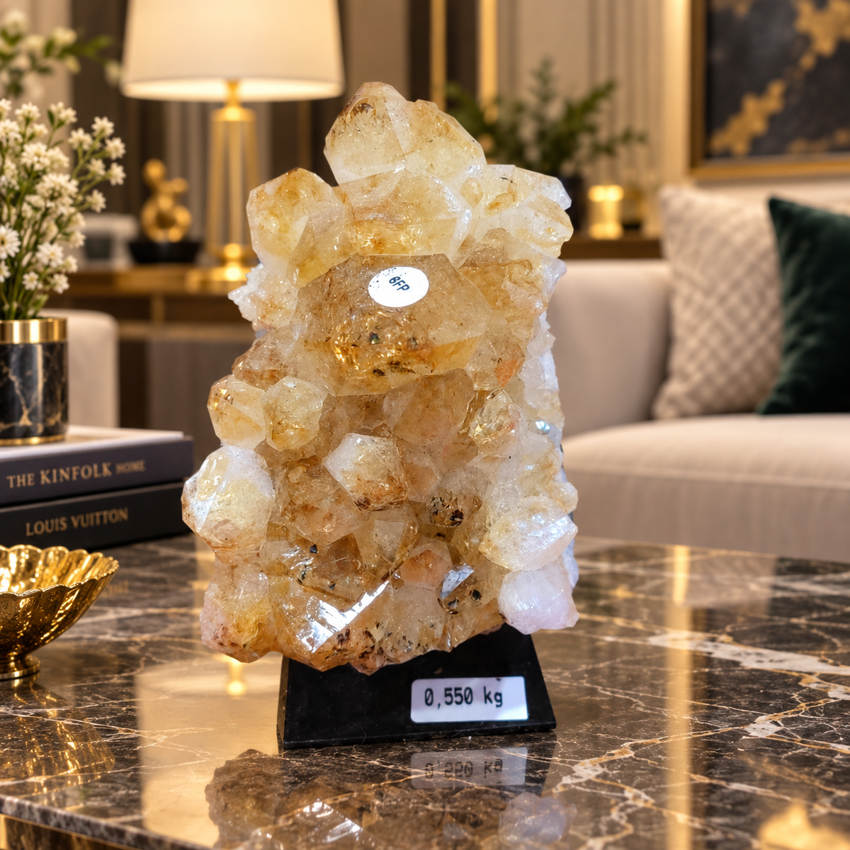 Premium Citrine Crystal Cluster – Natural Abundance, Prosperity & Success Décor (11×7 cm, 550 gm)
