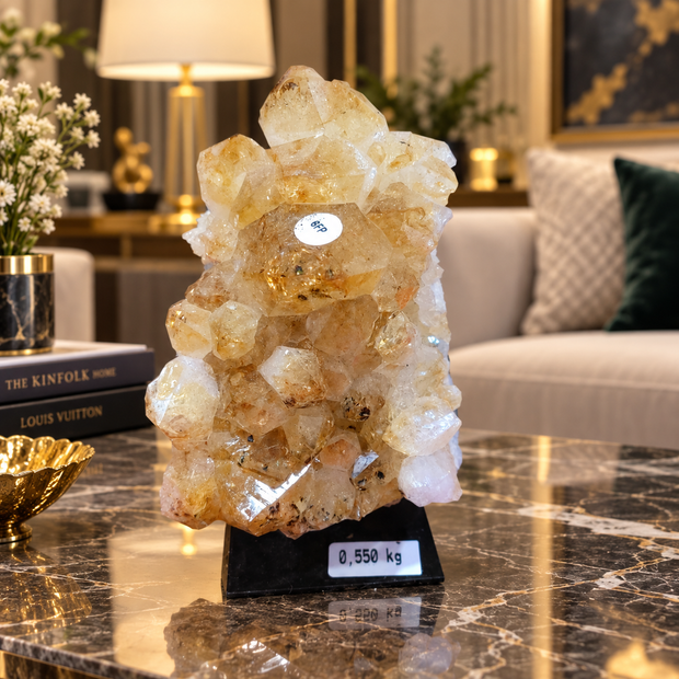 Premium Citrine Crystal Cluster – Natural Abundance, Prosperity & Success Décor (11×7 cm, 550 gm)