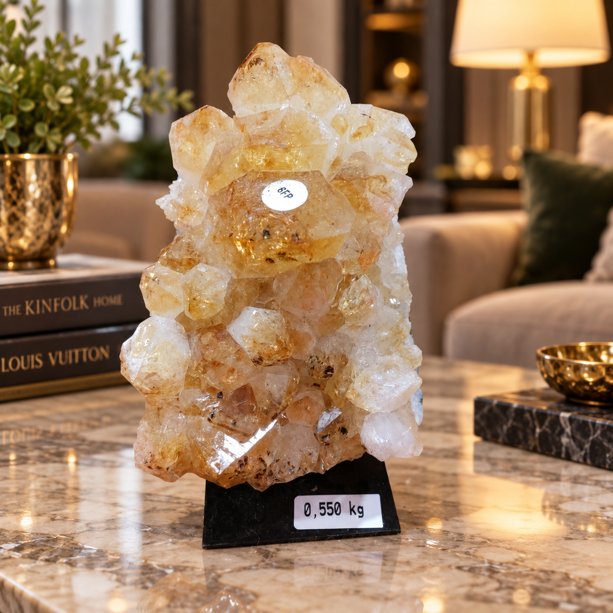 Premium Citrine Crystal Cluster – Natural Abundance, Prosperity & Success Décor (11×7 cm, 550 gm)