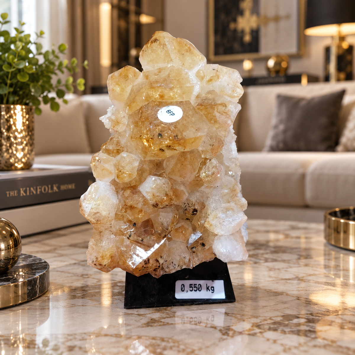 Premium Citrine Crystal Cluster – Natural Abundance, Prosperity & Success Décor (11×7 cm, 550 gm)