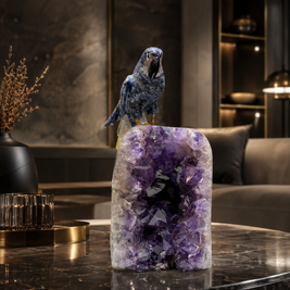 Natural Sodalite Crystal Bird Figurine on Amethyst Cluster Base for Protection & Positivity Harmony, 29x13 cm, 4.603 kg
