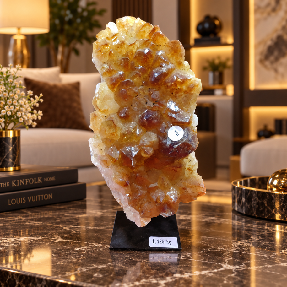 Natural Citrine Crystal Cluster Décor – Abundance, Success & Positive Energy Symbol (7×15 cm, 1.125 kg)