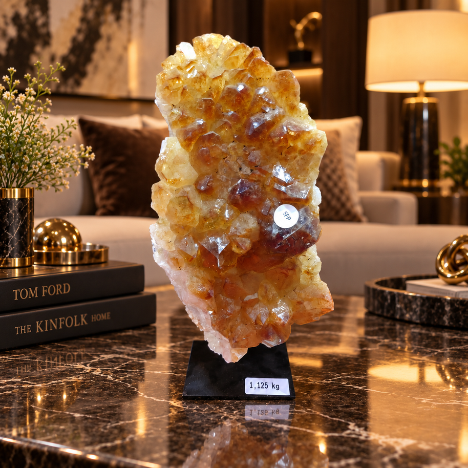 Natural Citrine Crystal Cluster Décor – Abundance, Success & Positive Energy Symbol (7×15 cm, 1.125 kg)