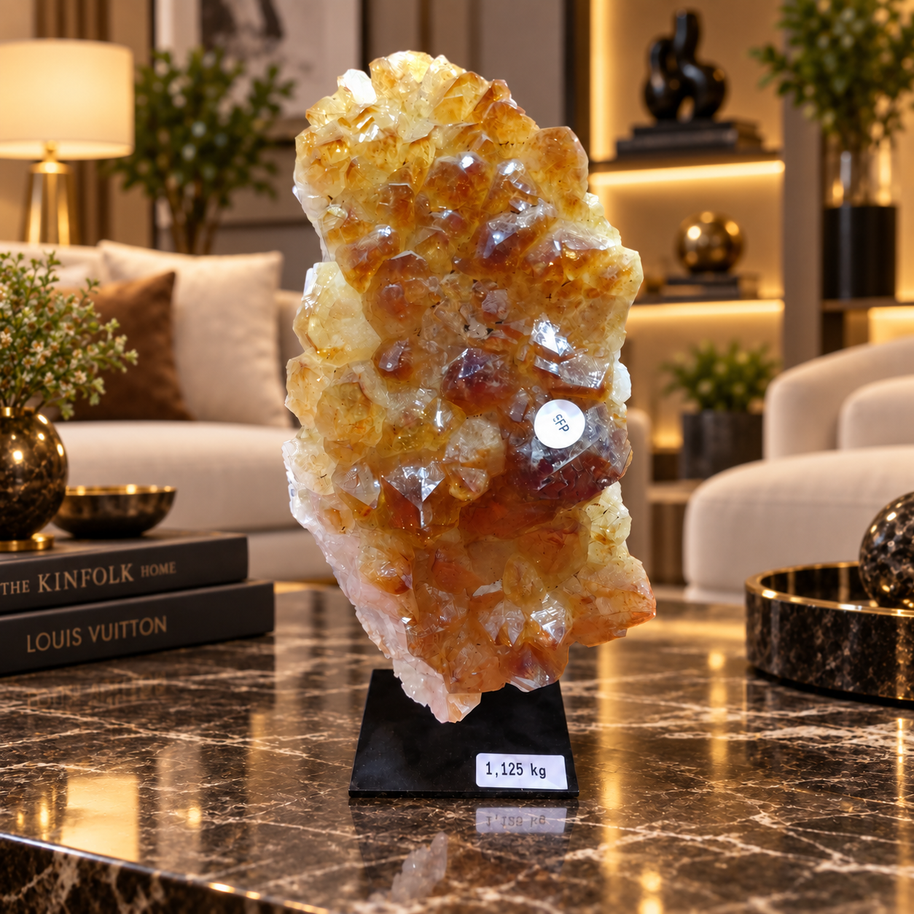 Natural Citrine Crystal Cluster Décor – Abundance, Success & Positive Energy Symbol (7×15 cm, 1.125 kg)