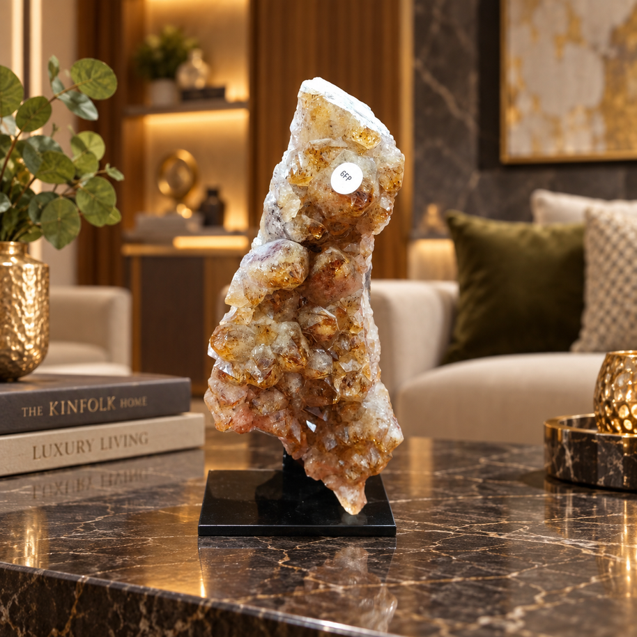 Citrine Crystal Formation Décor – Premium Natural Crystal for Abundance & Prosperity (6×16 cm, 890 gm)