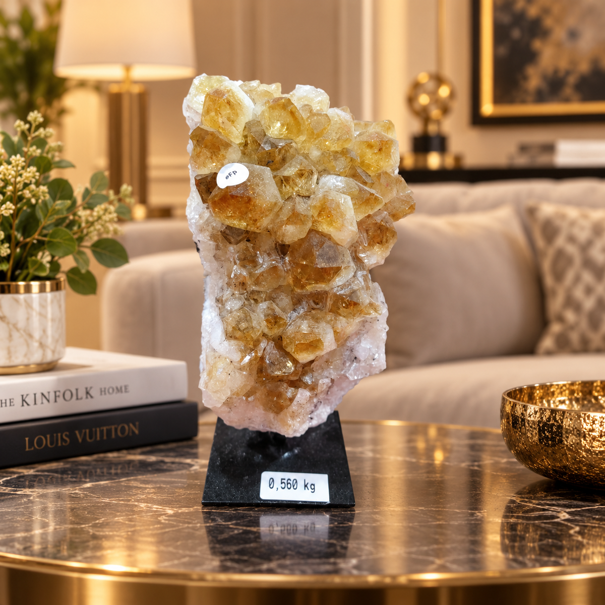 Premium Natural Citrine Crystal Décor – Symbol of Wealth, Abundance & Positivity (12×7 cm, 560 gm)