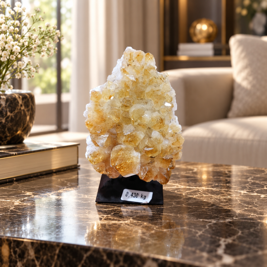 Natural Citrine Crystal Formation – Premium Abundance & Positive Energy Décor (7×9 cm, 430 gm)
