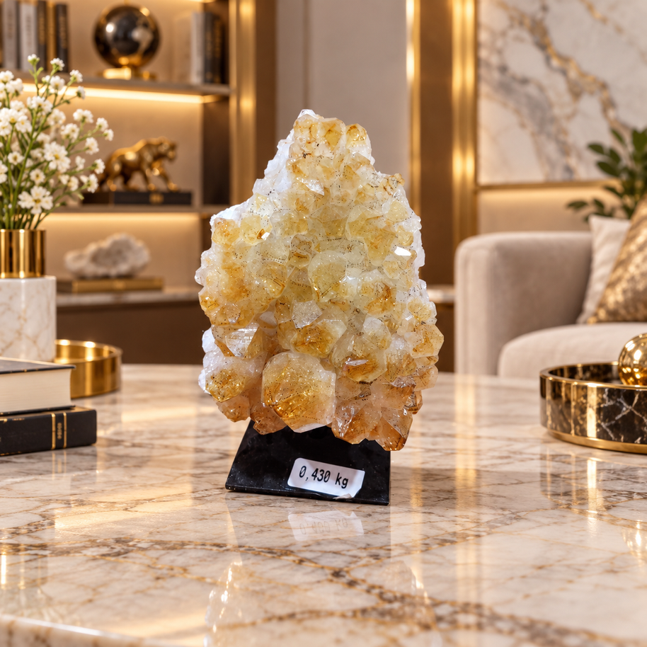Natural Citrine Crystal Formation – Premium Abundance & Positive Energy Décor (7×9 cm, 430 gm)