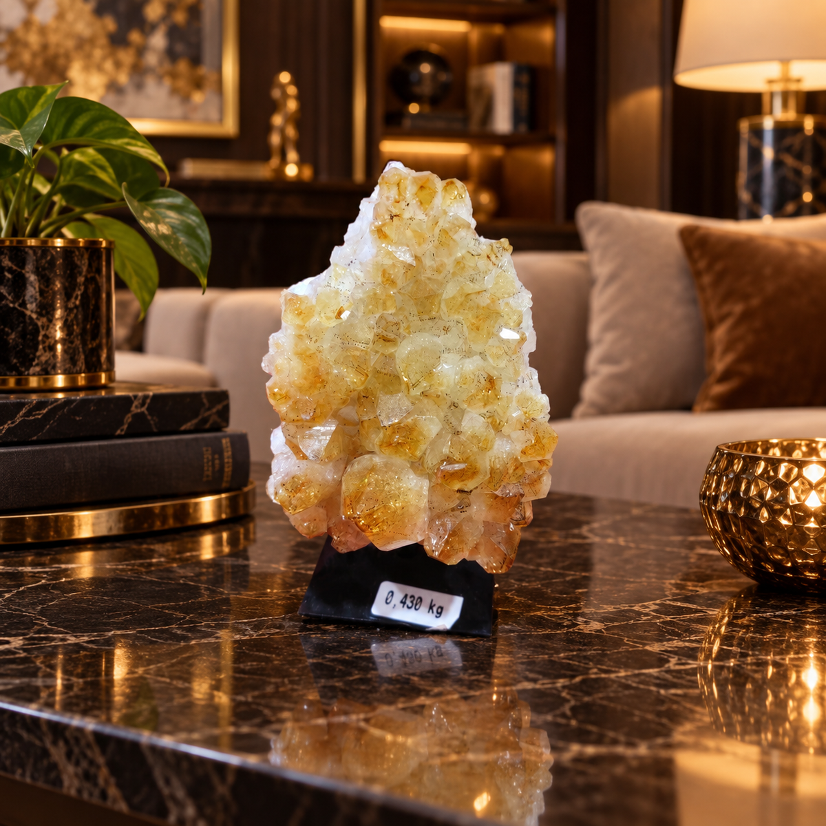 Natural Citrine Crystal Formation – Premium Abundance & Positive Energy Décor (7×9 cm, 430 gm)