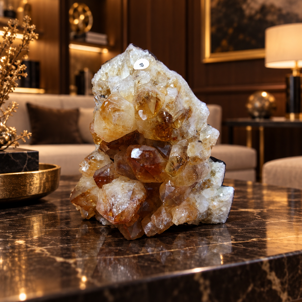 Premium Citrine Crystal Formation Décor – Abundance, Prosperity & Positivity Symbol (12×12 cm, 1.03 kg)