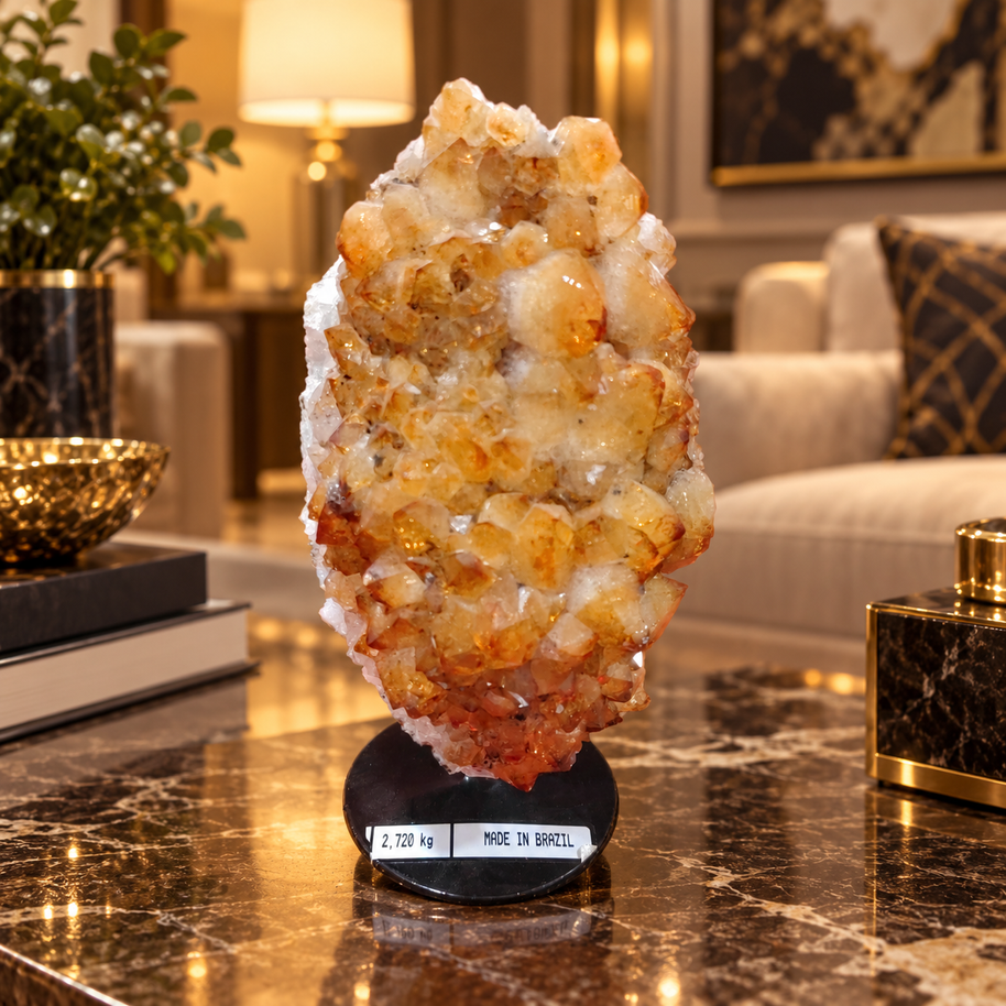 Natural Citrine Crystal Formation Décor – Premium Wealth & Positive Energy Accent (22×12 cm, 2.72 kg)