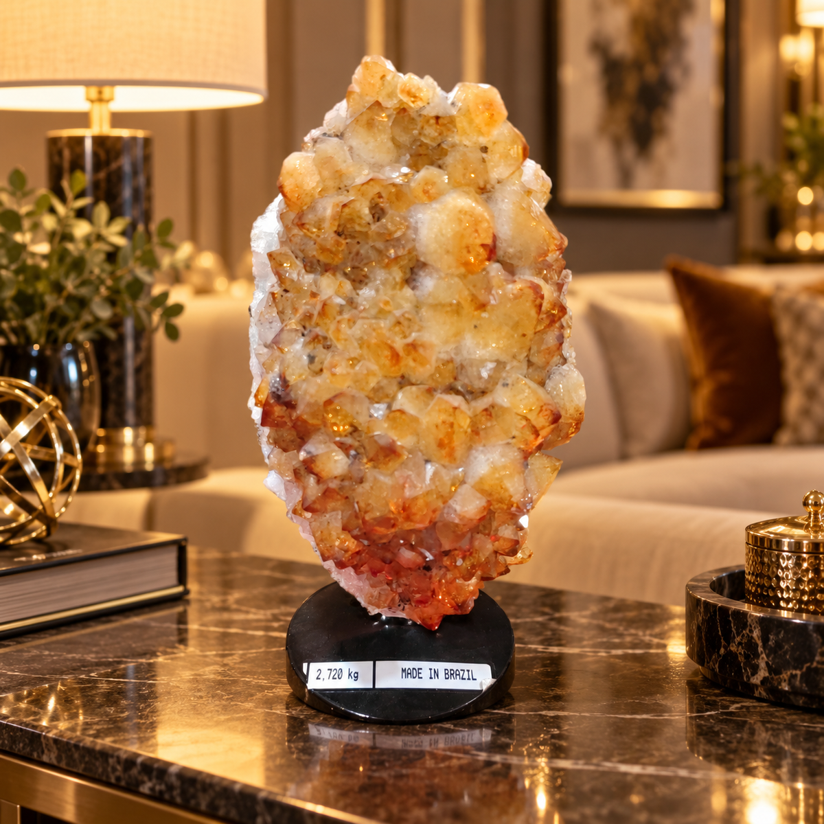 Natural Citrine Crystal Formation Décor – Premium Wealth & Positive Energy Accent (22×12 cm, 2.72 kg)