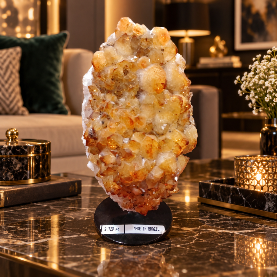 Natural Citrine Crystal Formation Décor – Premium Wealth & Positive Energy Accent (22×12 cm, 2.72 kg)