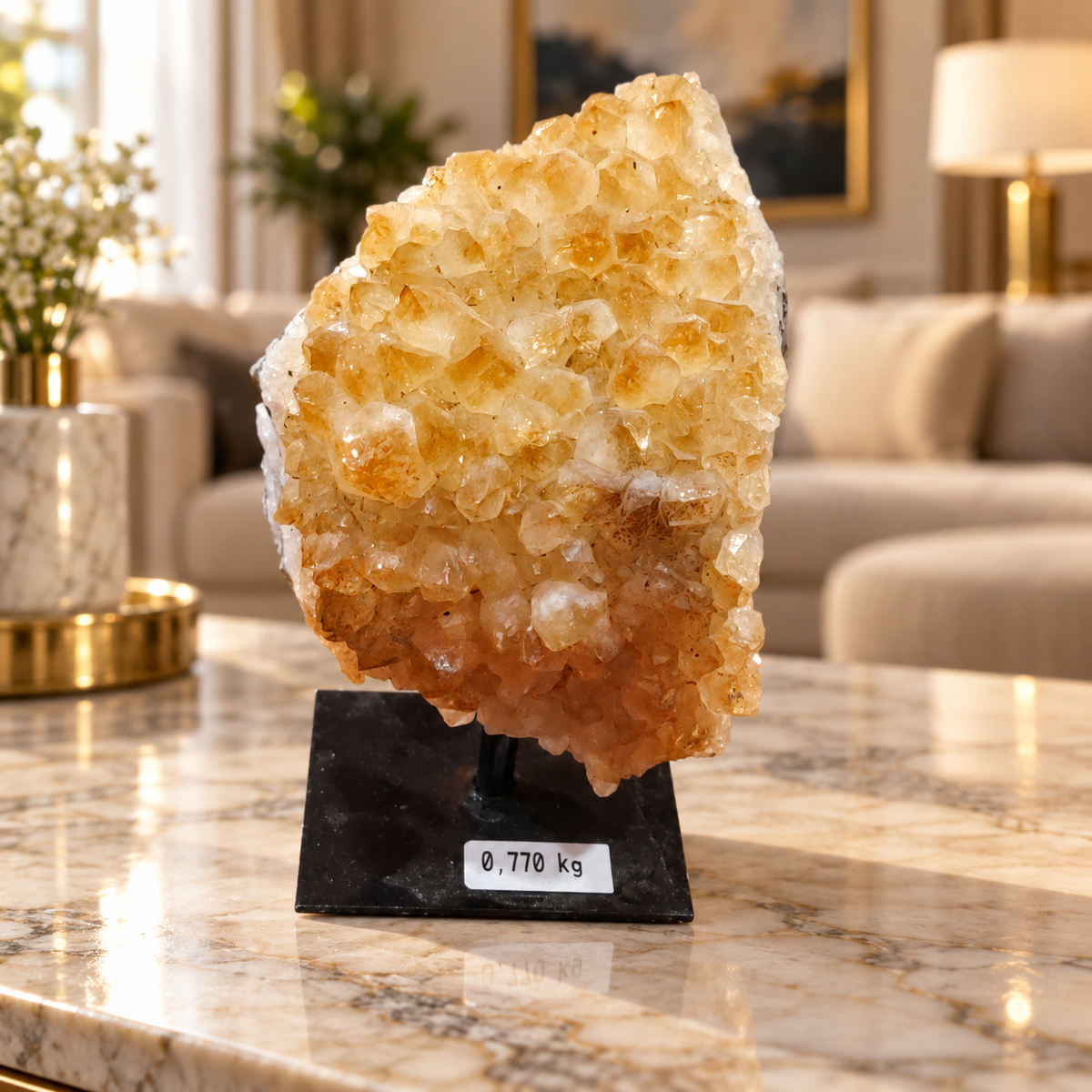 Citrine Crystal Décor Piece – Premium Natural Formation for Positivity & Abundance (7×7 cm, 770 gm)