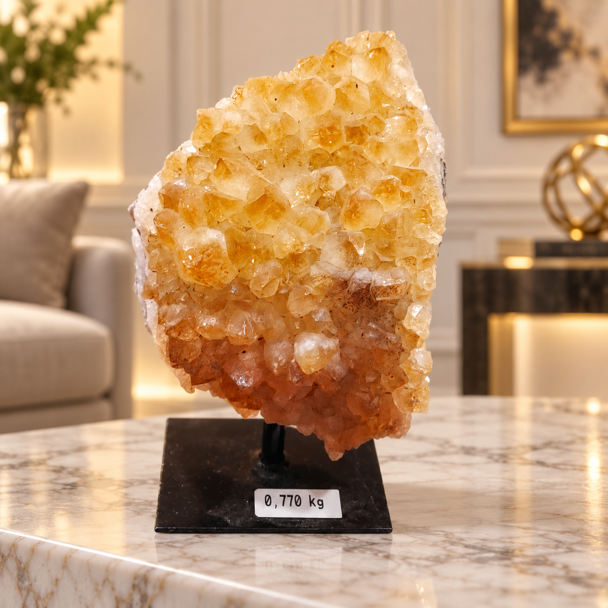 Citrine Crystal Décor Piece – Premium Natural Formation for Positivity & Abundance (7×7 cm, 770 gm)