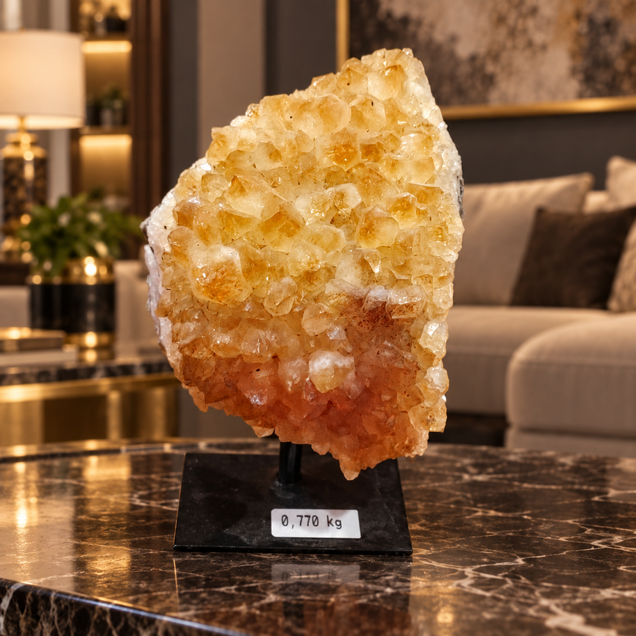 Citrine Crystal Décor Piece – Premium Natural Formation for Positivity & Abundance (7×7 cm, 770 gm)