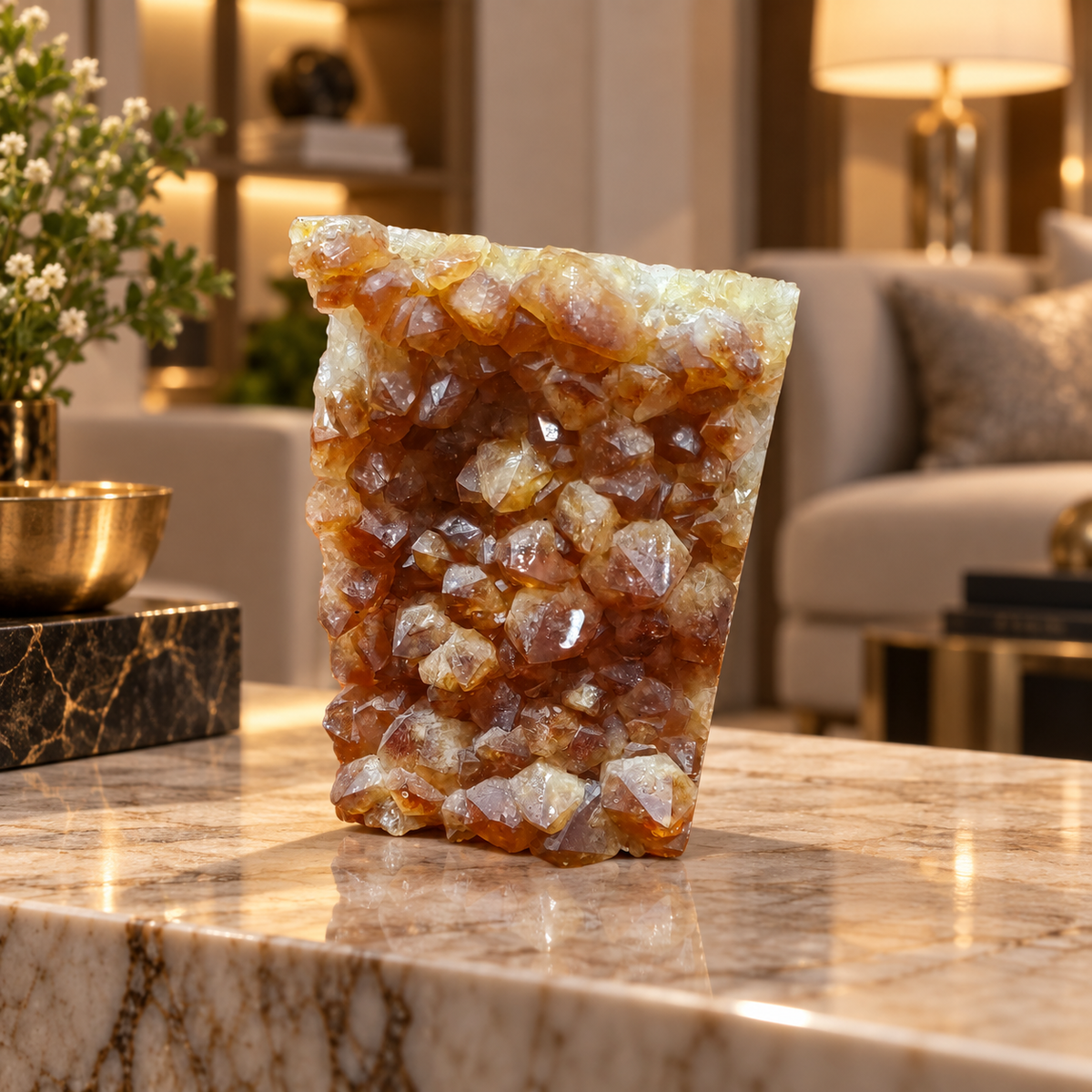 Premium Citrine Crystal Formation – Natural Prosperity & Abundance Home Décor (8×11 cm, 966 gm)